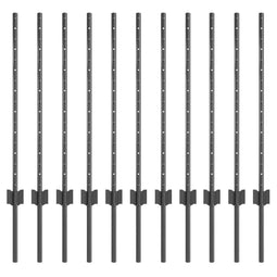 vidaXL - Hekpalen - 11 - stuks - U-Channel - Grijs - 80 - cm - Staal