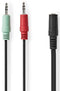 Nedis CAGB22160BK02 - Adapter 3,5 mm male naar 2x 3,5 mm female - 12 cm - Zwart