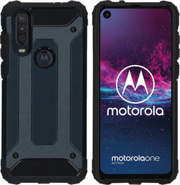 iMoshion Hoesje Geschikt voor Motorola One Action Hoesje - iMoshion Rugged Xtreme Backcover - Donkerblauw