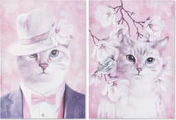 Schilderij DKD Home Decor Kat (50 x 1,8 x 70 cm) (2 Stuks) (12 Stuks)