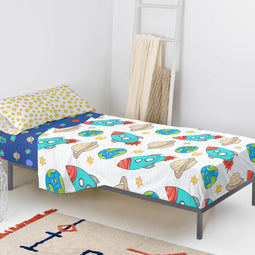 Happy Friday Sheet set 2 pieces Space rocket 180x270 cm (Single) Multicolor