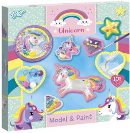 Totum Unicorn gips figuren gieten en beschilderen - knutselset 10 figuren - metallic verf
