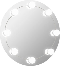vidaXL - Wandspiegel - met - LED-lampen - rond - glas