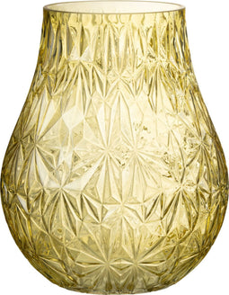 J-Line vaas Nox Geslepen - glas - geel - large - 28 cm hoog