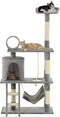 vidaXL - Kattenkrabpaal - met - sisal - krabpalen - 140 - cm - pootafdrukken - grijs