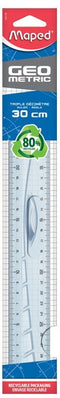 Maped decimeterlat Geometric driedubbele decimeter 30 cm transparant