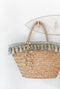 J-Line strandtas kwastjes - jute - blauw/beige/naturel