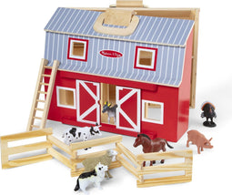 Melissa & Doug Houten draagbare uitklapbare stal - Speelset met speelfiguren (7 speeldieren, 28,5 cm H x 34 cm B x 12 cm L, geweldig cadeau voor meisjes en jongens - ideaal voor kinderen van 3, 4, 5 en 6 jaar)