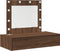 vidaXL - Make-Up - Tafel - met - LED - Verlichting - en - Wandplank - - - Bruin - Eiken