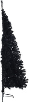 vidaXL - Kunstkerstboom - met - standaard - half - 180 - cm - PVC - zwart