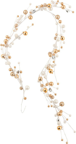 J-Line Slinger Mini Kerstballen Ecru/Goud