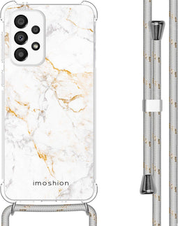 iMoshion Hoesje Geschikt voor Samsung Galaxy A33 Hoesje Met Koord - iMoshion Design Hoesje met Koord - Wit / White Marble