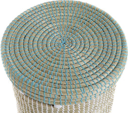Basket spelset DKD Home Decor Blauw Wit Natuurlijk Zeegras 44 x 44 x 51 cm