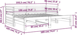 vidaXL - Slaapbank - uitschuifbaar - grenenhout - honingbruin - 2x(90x190) - cm