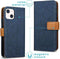 iMoshion Hoesje Geschikt voor iPhone 13 Hoesje Met Pasjeshouder - iMoshion Luxe Canvas Bookcase - Donkerblauw