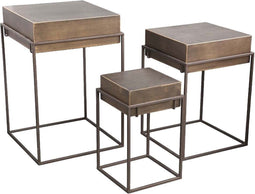 PTMD Maddic Vierkante Bijzettafel - 40x40x60 cm - Set van 3 - Goud