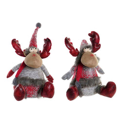 Kerstversiering DKD Home Decor Rood Grijs Rendier 27 x 19 x 32 cm (2 Stuks)