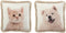 J-Line kussen Hond/Kat Bont - polyester - wit/beige - 2 stuks