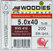 WOODIES® Ultimate Vlonderschroef Torx RVS 5x40 Deeldraad VE=200 - 61960371