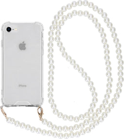 iMoshion Hoesje Geschikt voor iPhone SE (2022) / SE (2020) / 8 / 7 Hoesje Met Koord - iMoshion Backcover met koord - Parel - Transparant