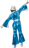 dressforfun - Stralende Disco Starlet 140 - Onesy neonblauw met glanzende details - (9-10y)