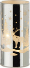 J-Line Decoratie Cilinder Led Glas Winter Zilver Medium