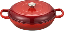 MOA Gietijzeren Braadpan - Stoofpot 3,5L - Ø 30cm - Geschikt voor Alle Warmtebronnen - Rood