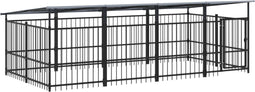 vidaXL - Hondenkennel - met - dak - 7,51 - m² - staal