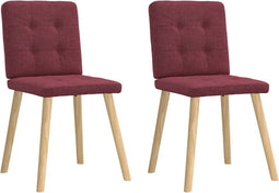vidaXL - Eetkamerstoelen - 2 - st - stof - wijnrood
