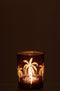 J-Line windlicht Palmboom - glas - bruin - extra large