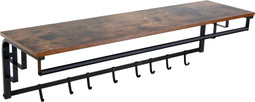 Plant&More - Wand kapstok De Luxe - XL - Garderobe - Hoedenplank met 8 Haken - Industrieel - 110 x 30 x 27 cm