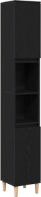 vidaXL - Badkamerkast - Zwart - Eiken - 30x30x190 - cm - Houtmateriaal