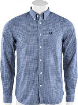 Fred Perry Classic Gingham Long Sleeve Shirt - Sportshirt - Heren - Maat L - Blauw;Rood
