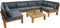 Tuin loungeset Aruba 7-delig + hoek (incl. kussens) - Donkergrijs - Teak