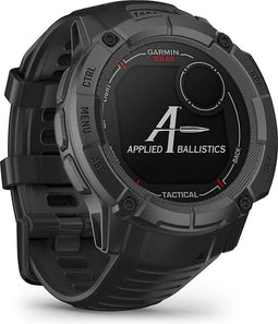 Garmin Instinct 2X Solar Tactical editie 50 mm zwart met een zwart siliconen polsband