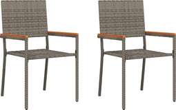 vidaXL - Stapelbare - Tuinstoelen - 2 - stuks - Grijs - Poly - Rattan