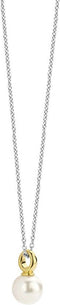 TI SENTO Dames Ketting - 925 zilver - Parel met geel verguld - Maat 42 - 34037YP