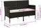 vidaXL - Tuinbank - 3-zits - met - kussen - poly - rattan - zwart