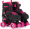 Aventuri Verstelbare Rolschaatsen - Semi-softboot - Verstelbaar Maat 27-30 (XS) - Voor Meisjes - Zwart/Roze