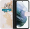 iMoshion Hoesje Geschikt voor Samsung Galaxy S21 Hoesje Met Pasjeshouder - iMoshion Design Softcase Bookcase - Wit / Meerkleurig / Goud / Let's Go Travel White