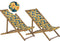 ANZIO - Strandstoel set van 2 - Lichthout/Geel/Bloemen - Polyester