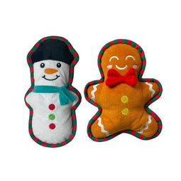 HAPPY PET SQUEAKY SNEEUWPOP EN PEPERKOEKMAN 22,5X16,5X6 CM 2 ST