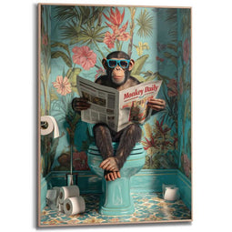 Orangewallz Monkey Break Blue - Wanddecoratie MDF-hout - Opvallend design - Blauw - 70 x 50 cm