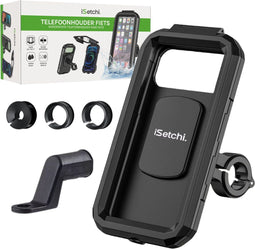 iSetchi Telefoonhouder Fiets Waterdicht - Drie Stuur Adapters - Anti-Schok Laag - Universeel - Smartphone GSM Mobiel Houder - Motor, Fiets & Scooter spiegel
