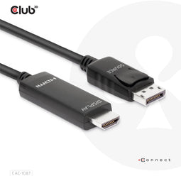 Club 3D - DisplayPort 1.4 naar HDMI Kabel - 4K120Hz 8K60Hz HDR10 - Zwart (3m)