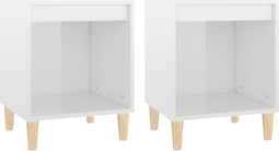 vidaXL - Nachtkastjes - 2 - st - 40x35x50 - cm - hoogglans - wit