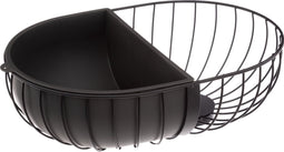 Fruitschaal/fruitmand metaal met inzetbakje zwart 30 x 20 cm - Fruitschalen/fruitmanden - Draadmand van metaal