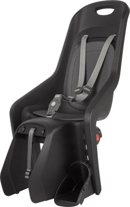 Polisport Bubbly Maxi - Fietszitje Achterop - 3-puntsgordel en verstelbare voetsteunen - Zwart/Donker Grijs