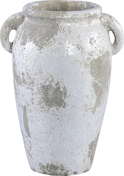 PTMD Jude wit keramiek pot rond twee oren hoog maat in cm: 29 x 23 x 40 - Wit