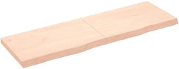 vidaXL - Wandschap - 160x50x(2-6) - cm - onbehandeld - massief - eikenhout
